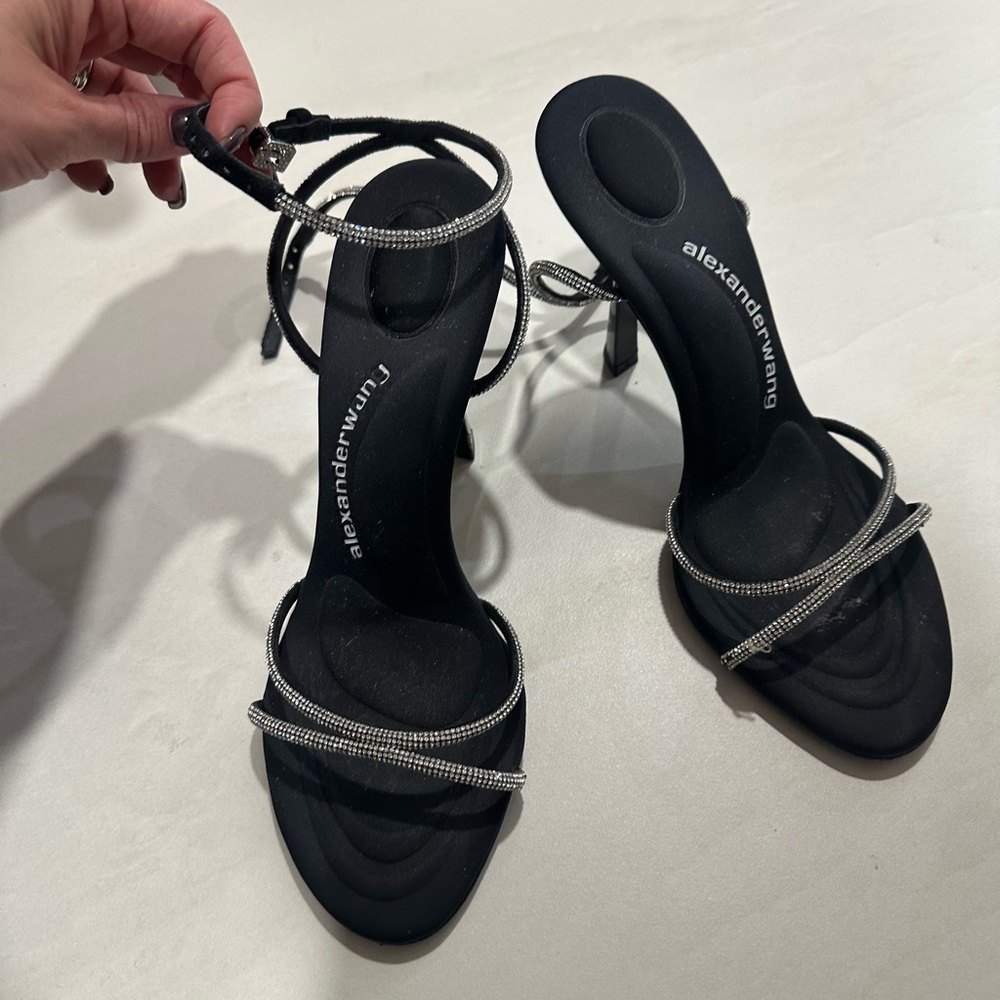 Alexander Wang Black Heels with Silver Straps